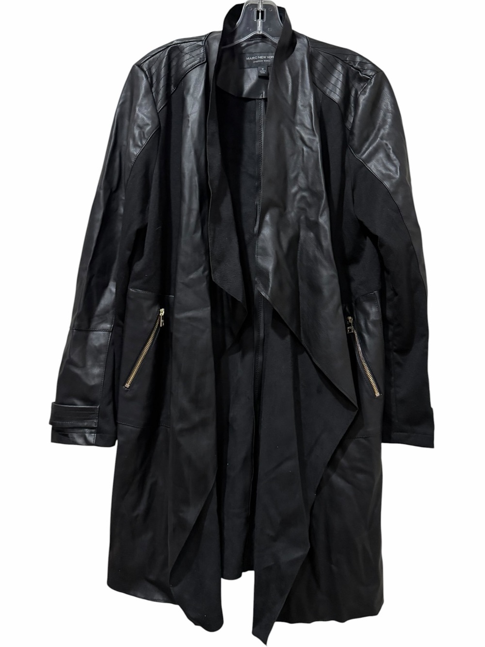 Marc New York Medium Faux Leather‎ Waterfall Longline Cardigan Jacket C